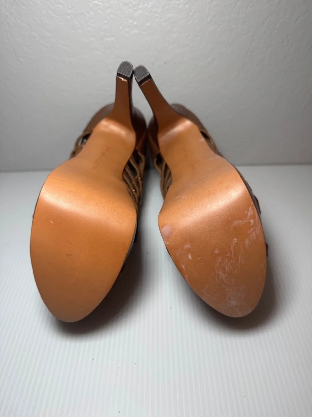 Kelsey Tan Studded Woven Platform Heels - Picture 7 of 10